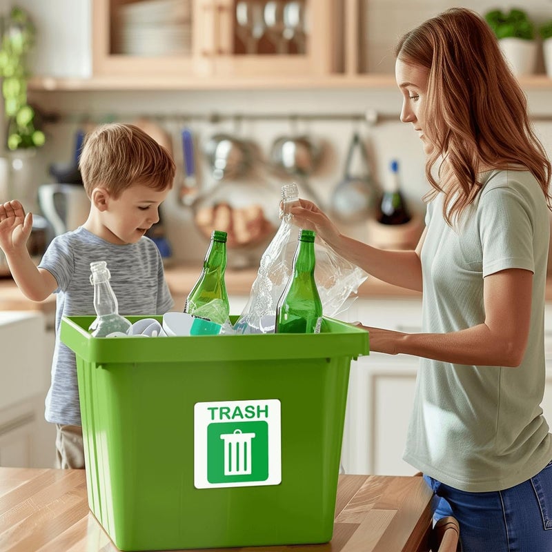 RABOWA Pack 8 Pcs Recycle and Trash Sticker for Trash Cans Garbage Bins Waste Signs Recycling Bin Labels Outdoor Indoor Offices Home Bumper Stickers Reusable Waterproof Vinyl Decals Set - Image 5